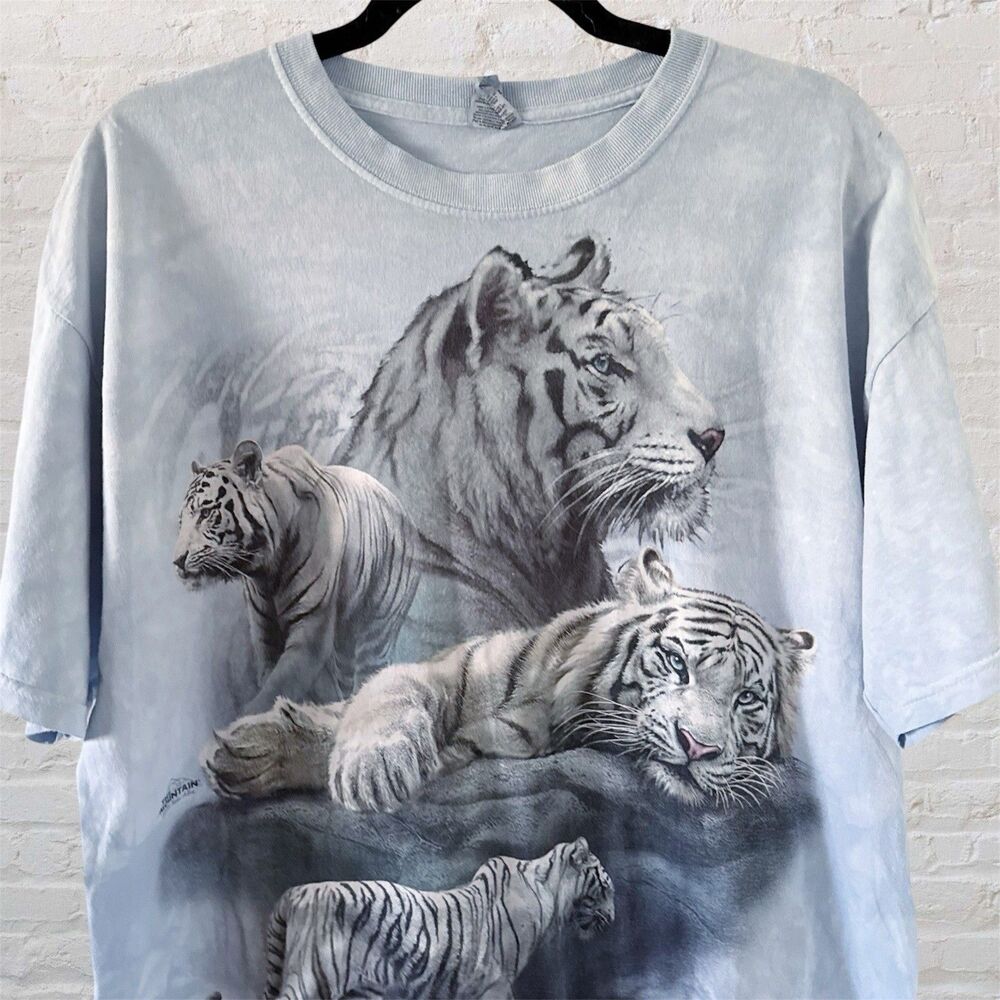 The Mountain Bengal Tiger Wildlife Blue Tie Dye 2011 Tami Alba Graphic Tee Shirt